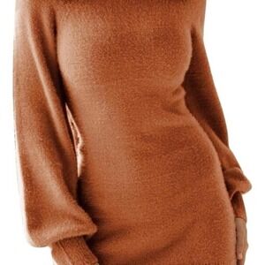 Exlura‎ orange sweater dress Size S 0210
